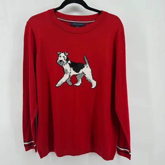 Tommy Hilfiger Sweaters - Tommy Hilfiger Sweater Women XL Scottish Terrier Graphic Knit Pullover Crewneck